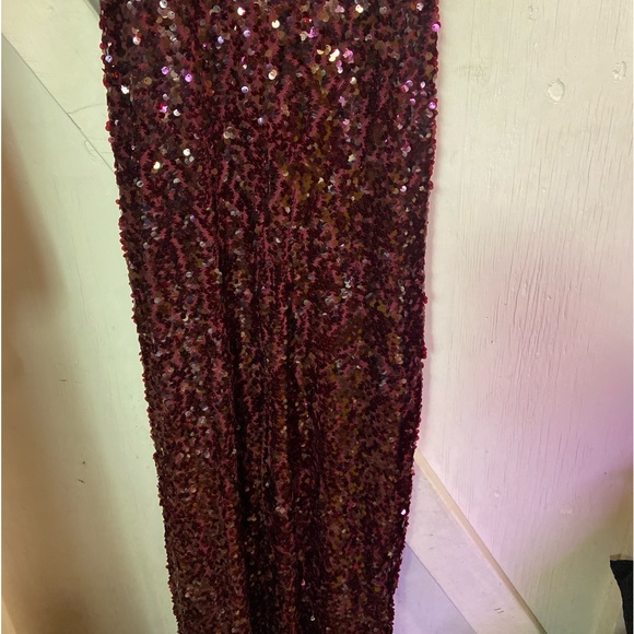 Wayf burgundy sequined the Savannah blouson evening Dress ladies xs extra small - Picture 9 of 12